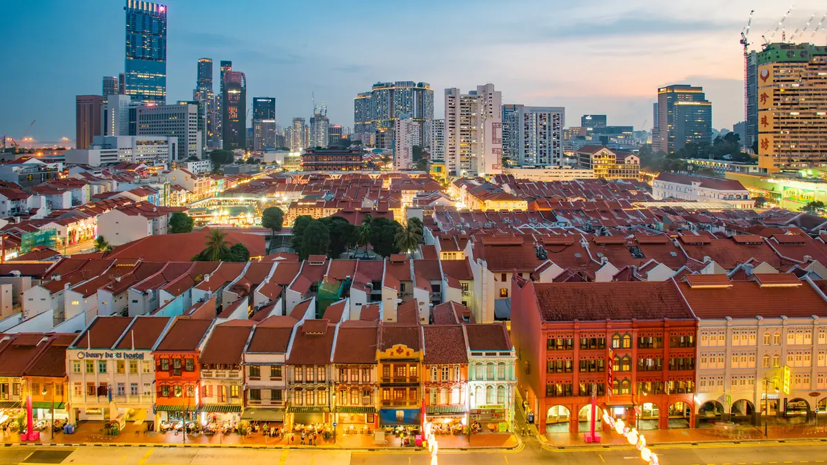 Chinatown rooftops at dusk