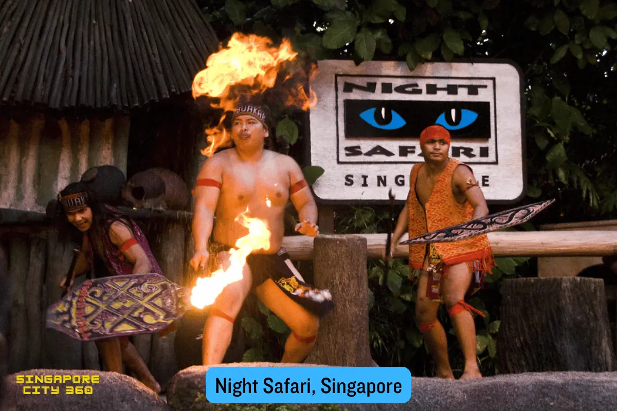 Night Safari Singapore habitat under low night lighting