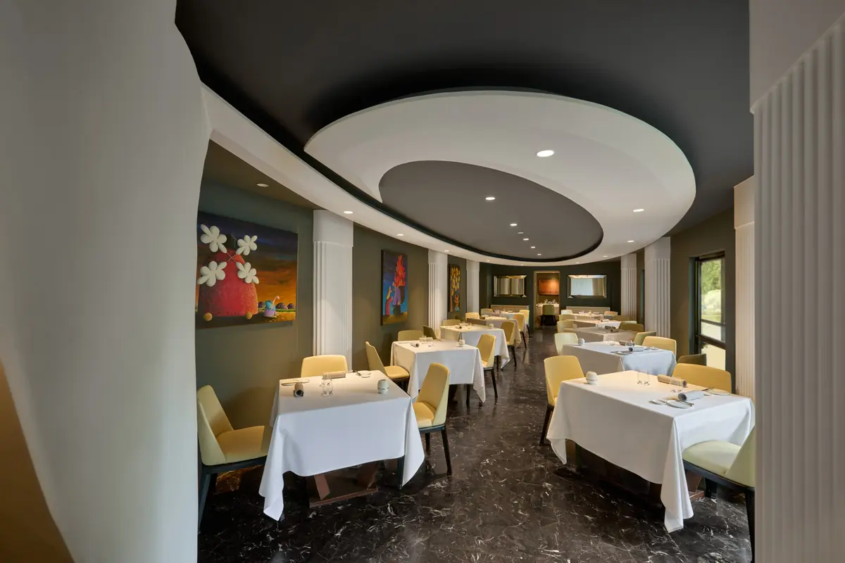 The dining room at Buona Terra, a colonial bungalow on Scotts Road, Singapore