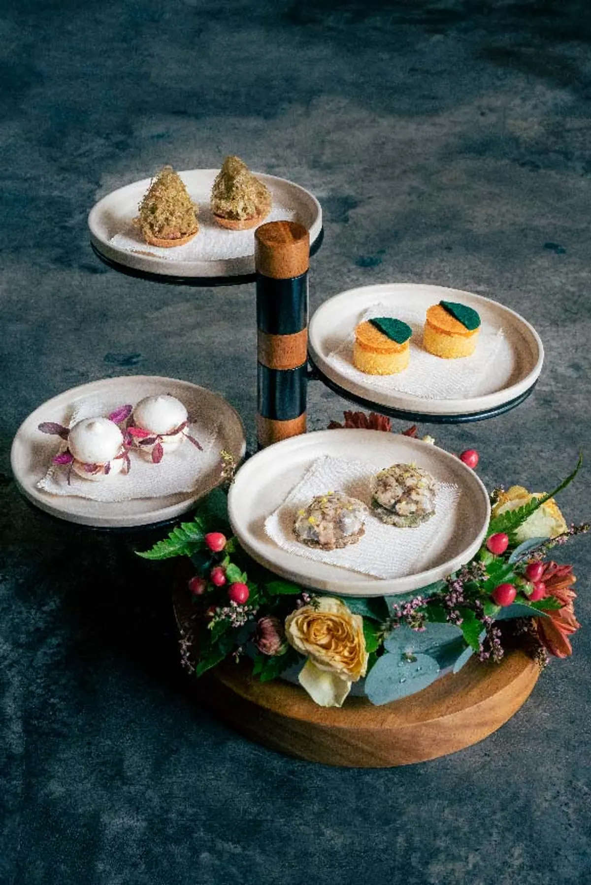Tiered canapes at Cloudstreet, Singapore