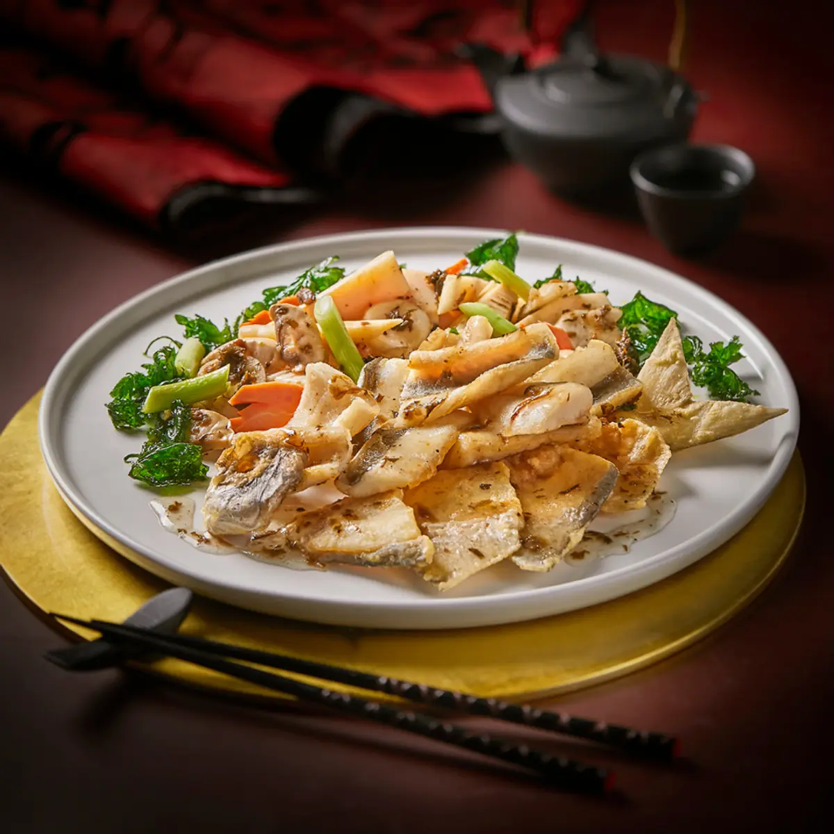 A fish fillet dish at Imperial Treasure Fine Teochew Cuisine, Singapore