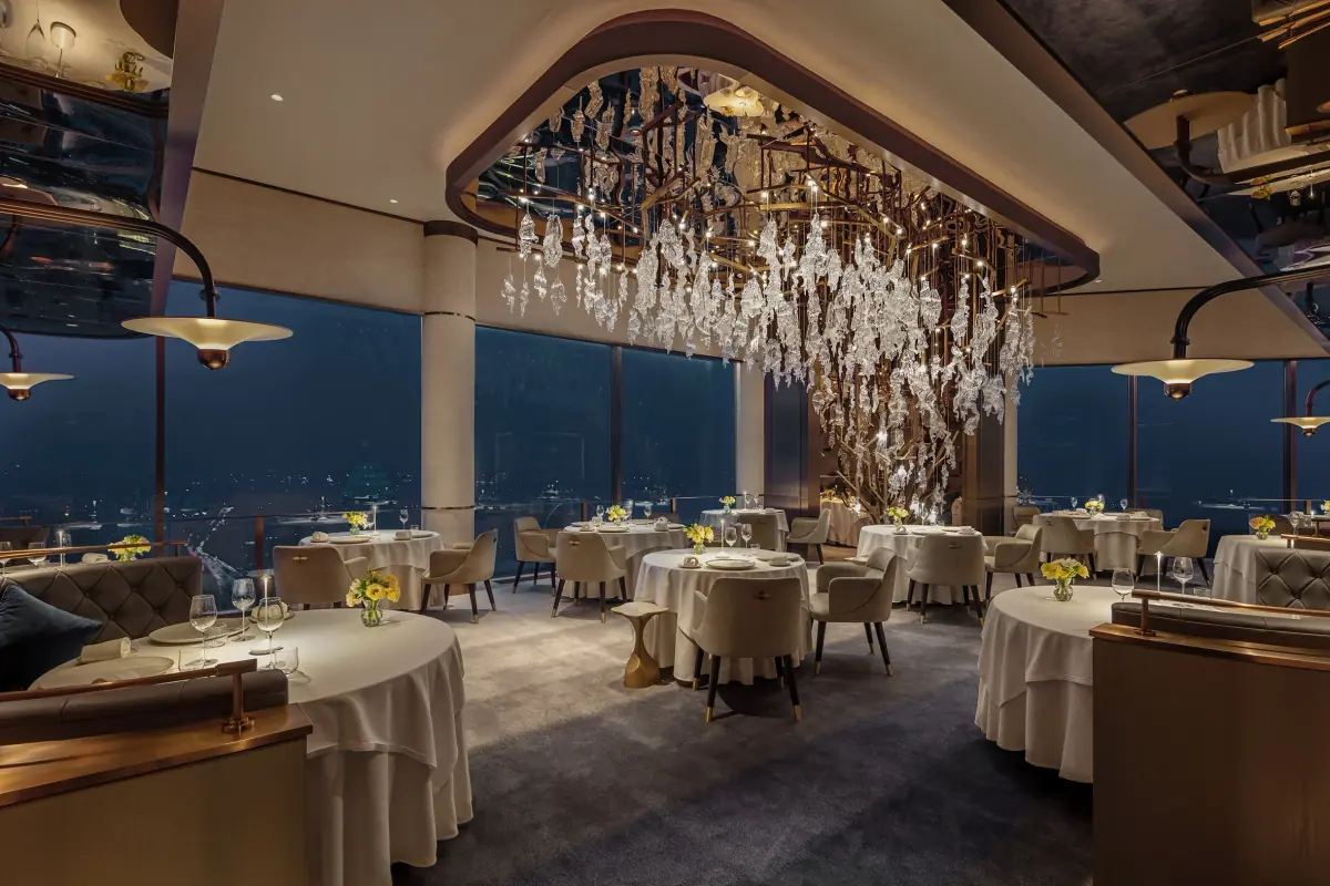 Night view from JAAN by Kirk Westaway on the 70th floor of Swissotel The Stamford, Singapore