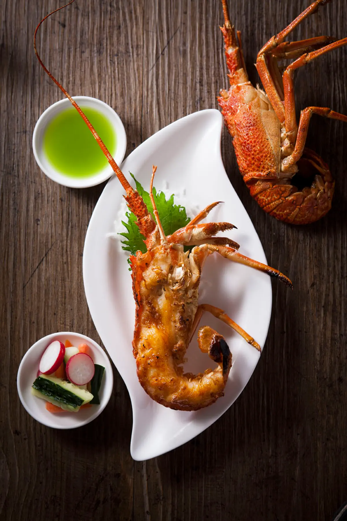Crispy lobster with dips at Lei Garden, Singapore