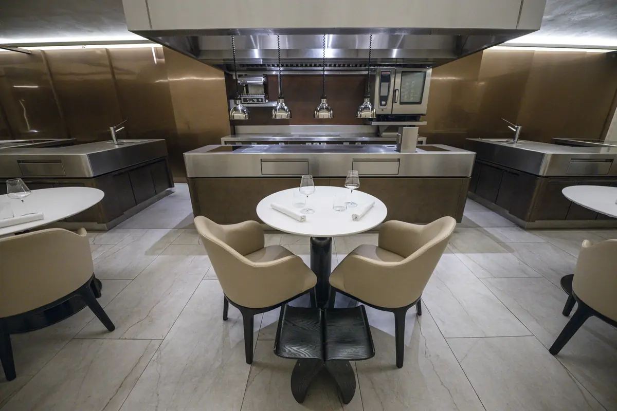A two-top facing the counter at Lerouy, Singapore
