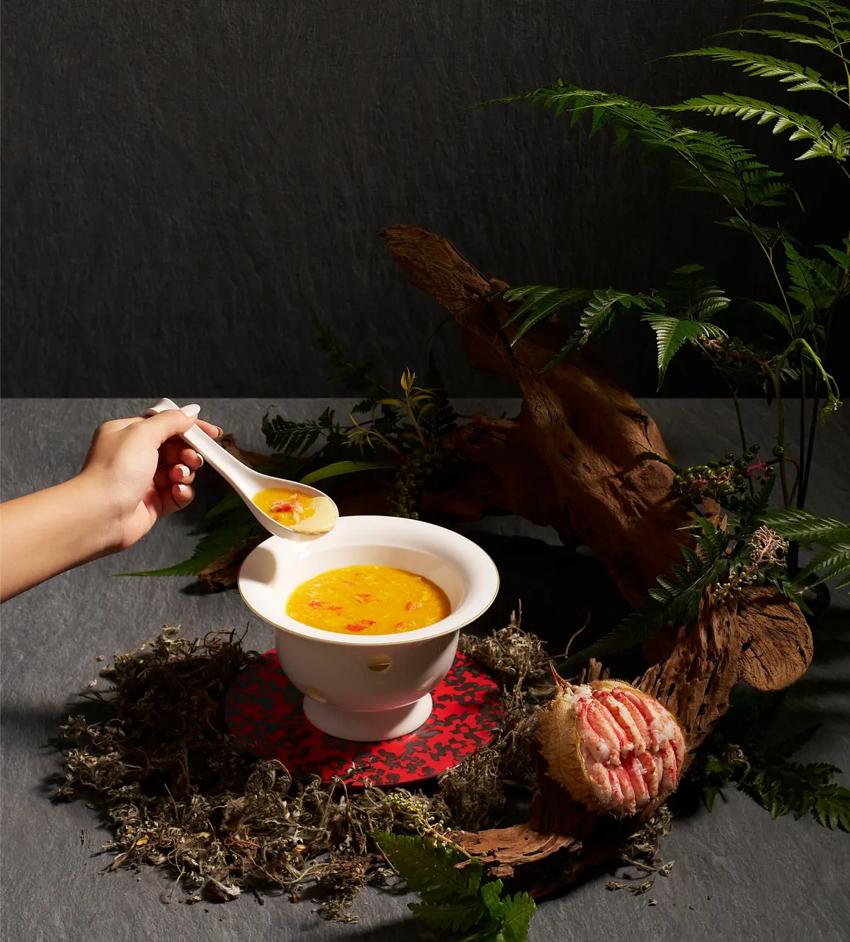 Foie gras chawanmushi with crab roe at Shisen Hanten, Singapore