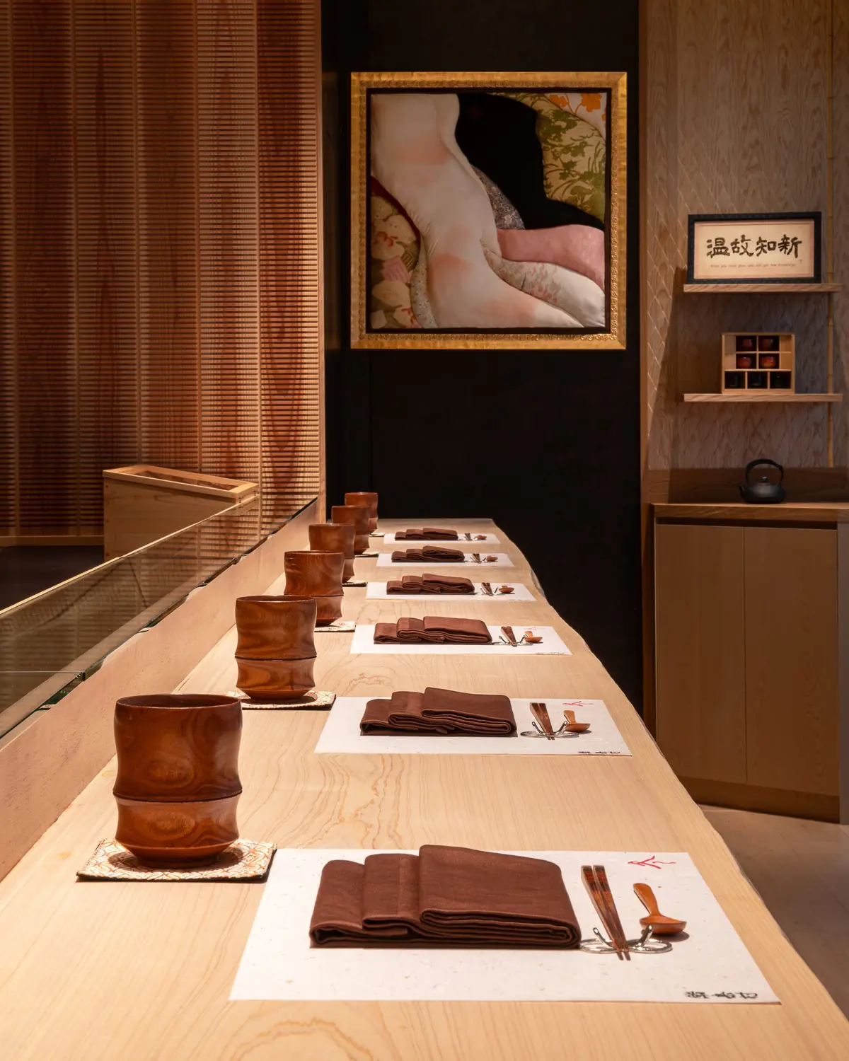 The hinoki sushi counter at Sushi Kimura Plus, Conrad Singapore Orchard