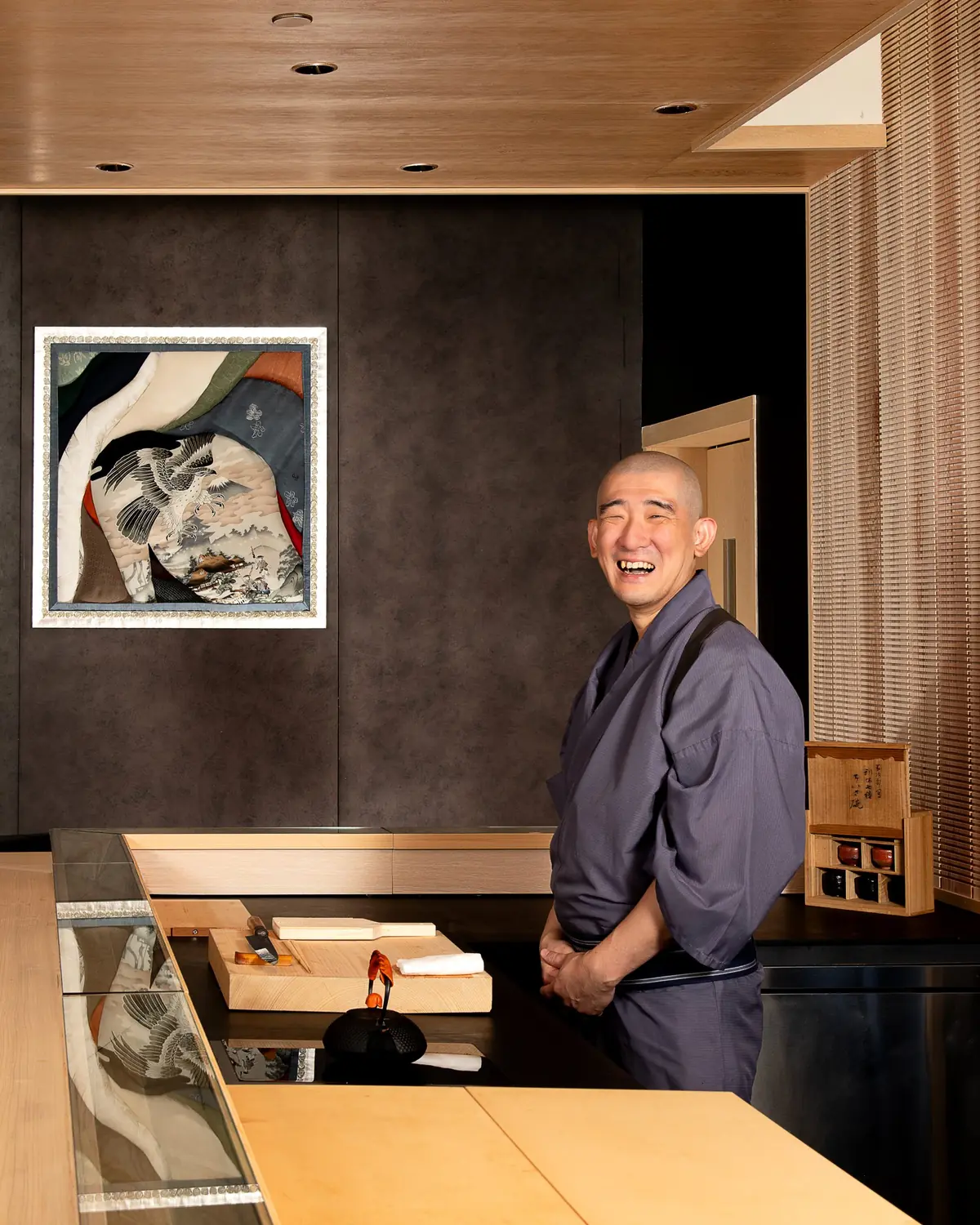 Chef Tomoo Kimura at the counter of Sushi Kimura Plus, Singapore
