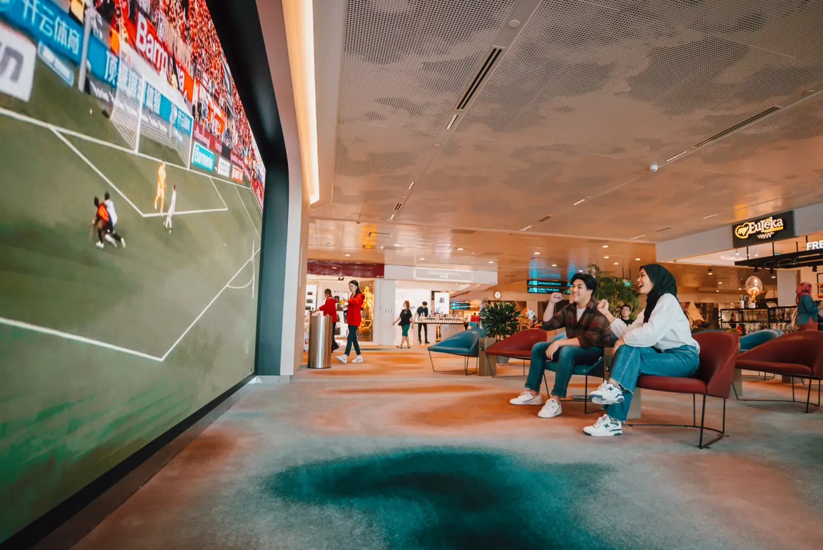 Changi Airport — The TV Lounge transit rest area at Terminal 2, Changi Airport