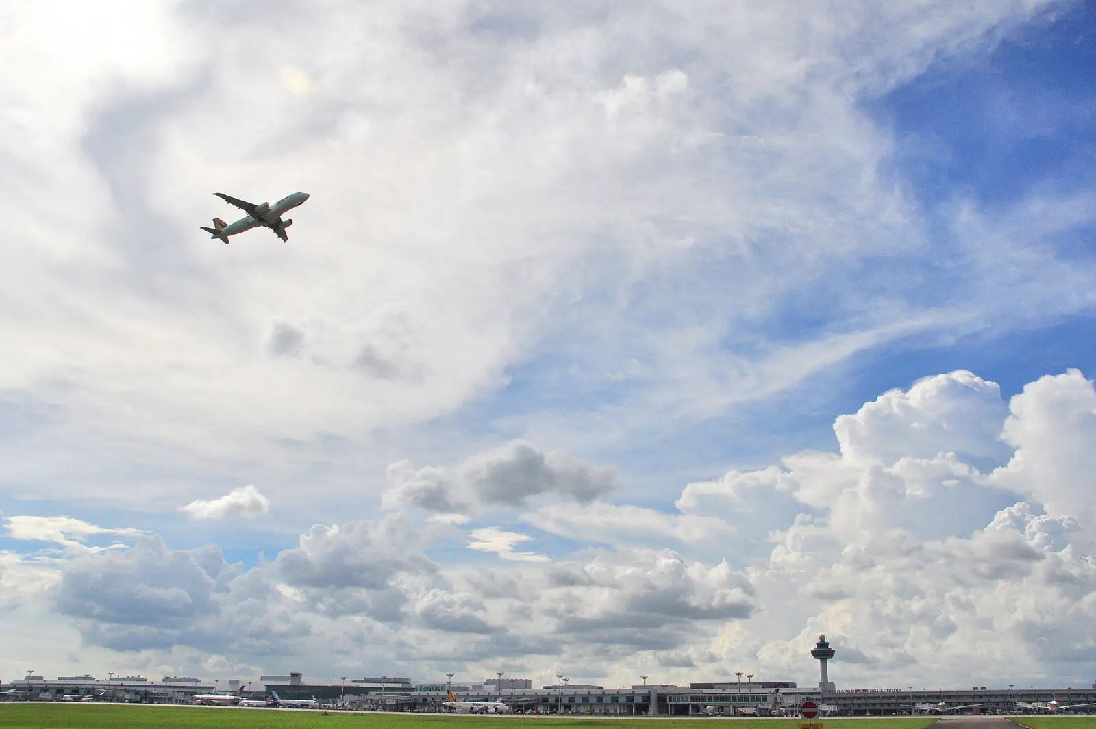 Changi Airport — An airside view of aircraft on the tarmac at Changi Airport