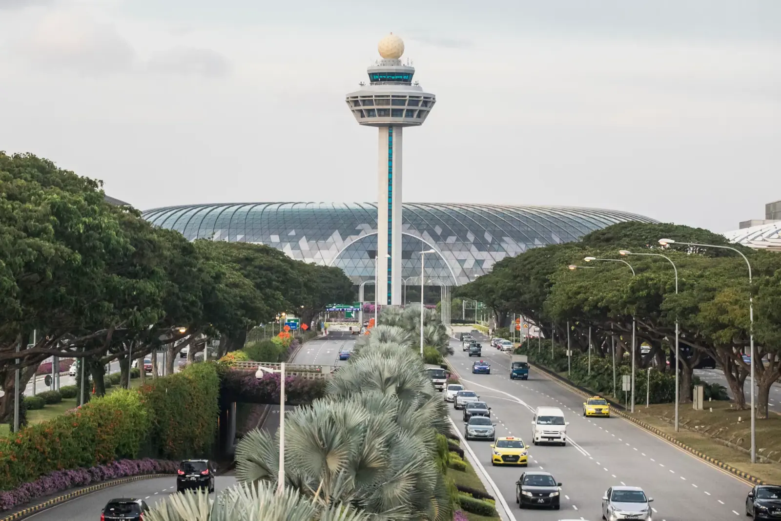 Jewel Changi Airport — Jewel Changi Airport's glass dome seen from Airport Boulevard
