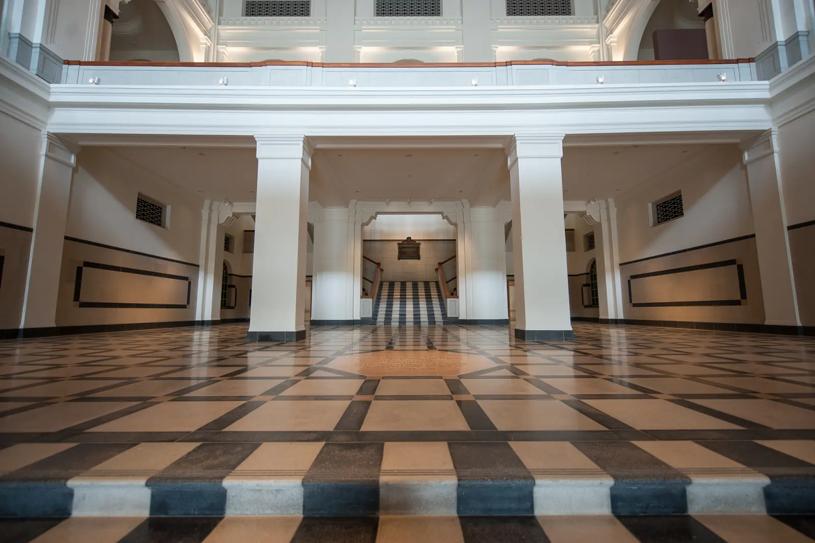 National Gallery Singapore — The marble foyer of the former Supreme Court building at National Gallery Singapore with its arched colonnade