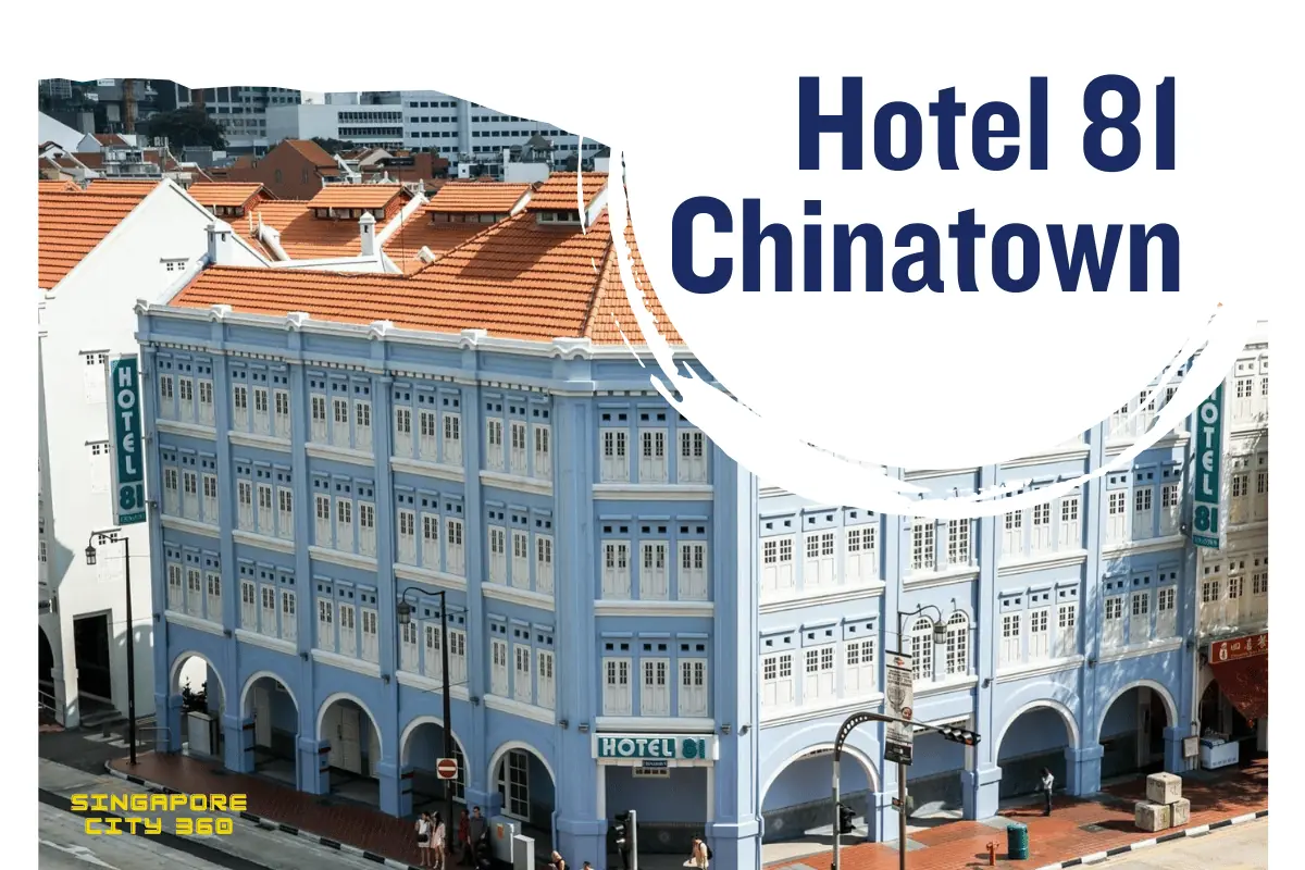 Budget hotel frontage in a Chinatown shophouse row in Singapore