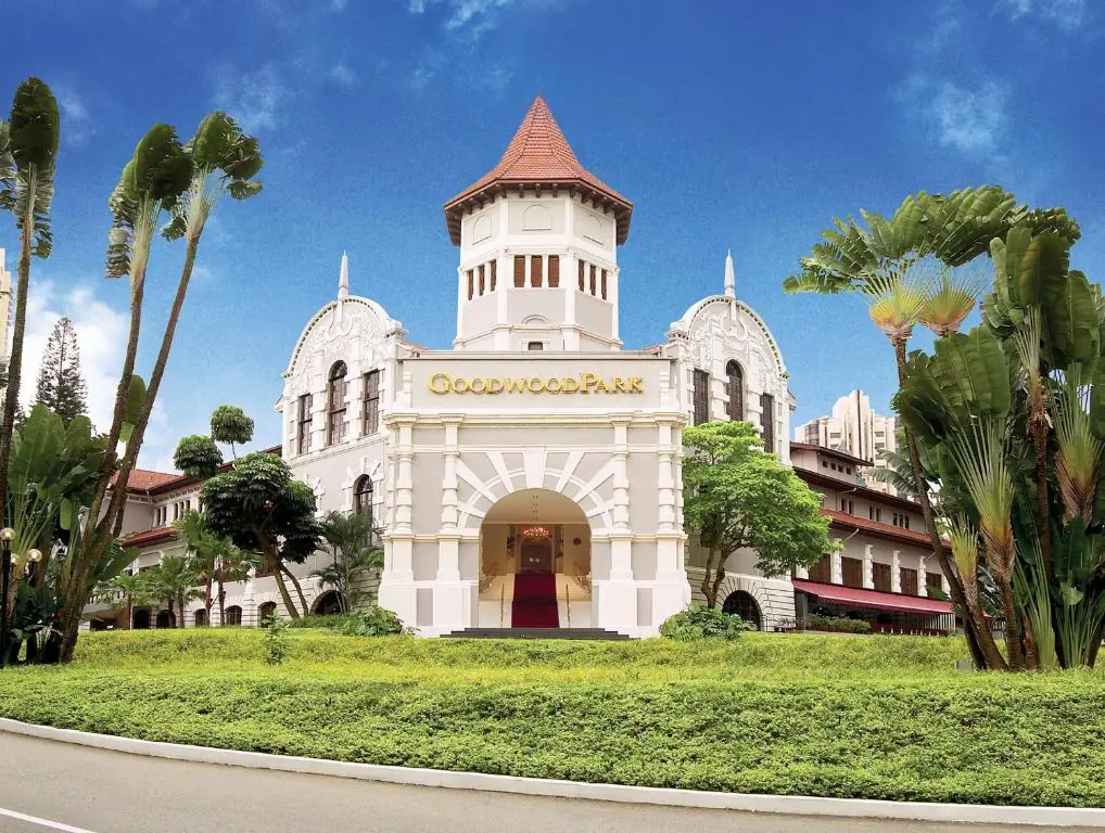The colonial-era Goodwood Park Hotel building and grounds off Scotts Road, Singapore