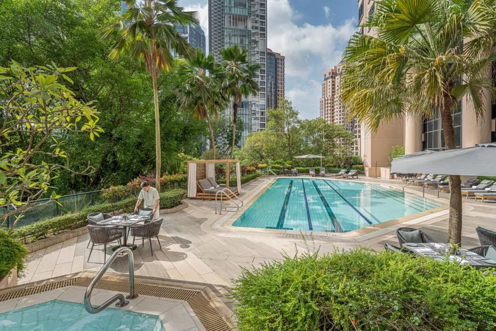 Four Seasons Hotel Singapore on Orchard Boulevard, just off the main Orchard Road strip