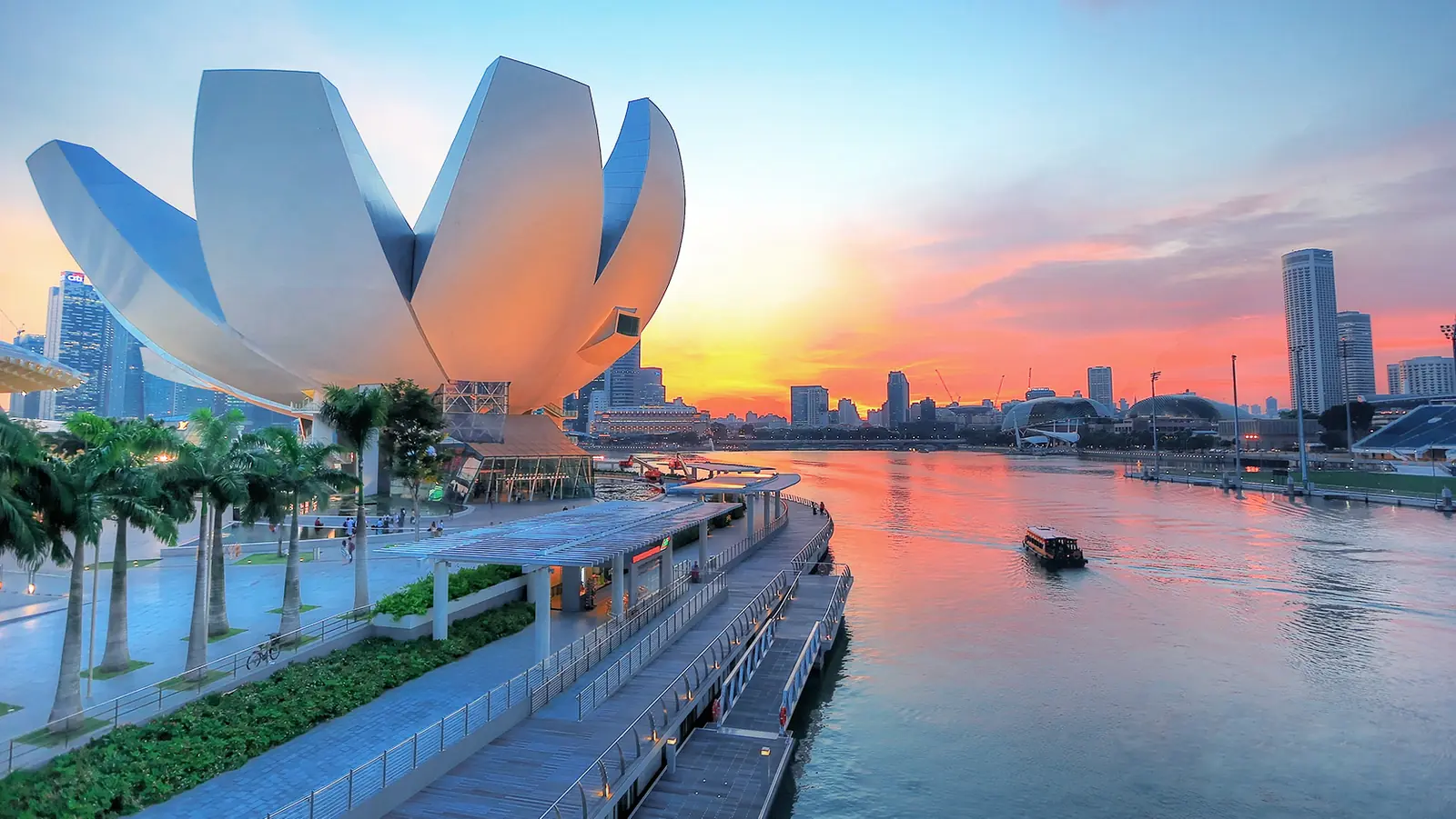 The lotus-shaped ArtScience Museum beside Marina Bay Sands in Singapore, a favourite photo spot